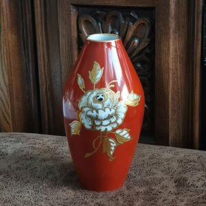 Wallendorf 1764 Porcelain Vase Hand Painted Floral Gold Trim